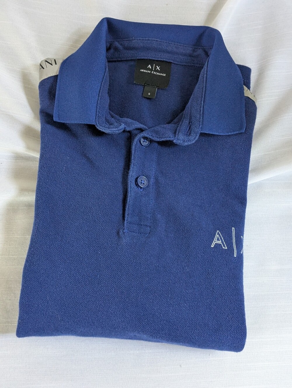 A/X Armani Exchange Men's Royal Blue Polo with Subtle Logo Sz S